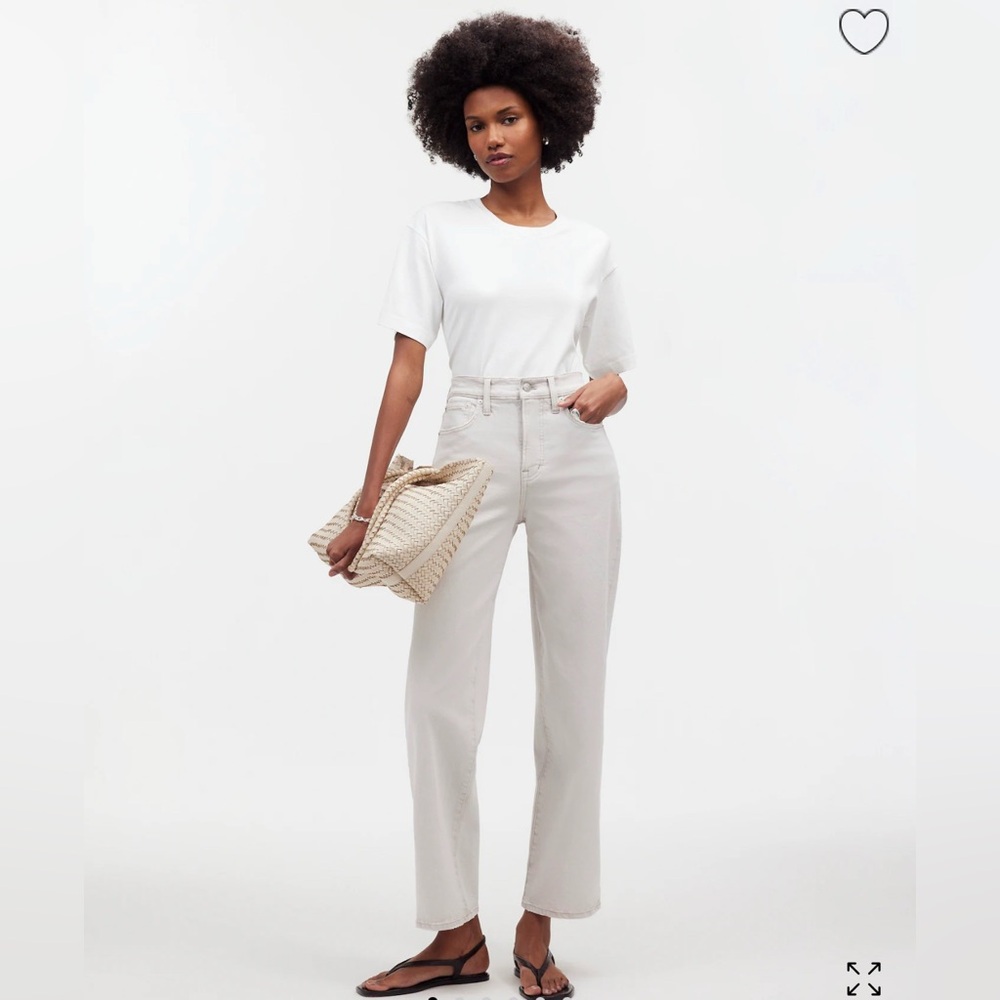 Madewell The Perfect Vintage Wide Leg Crop Jean in Stone (Distressed) - Size 29